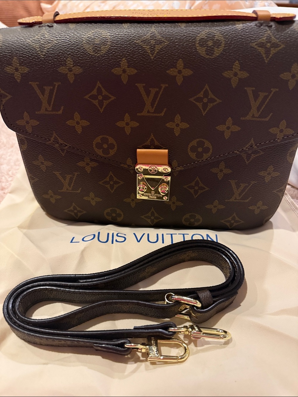 Faux Monogram BNWOT Canvas Crossbody Bag in Brown with Gold Hardware